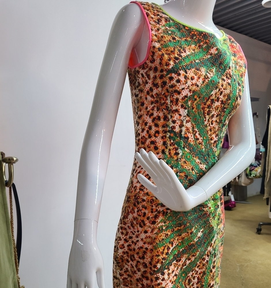 NWT Elie Tahari STUNNING Claudia Tropical Eyelet Leopard Print Sheath Dress - Picture 3 of 16